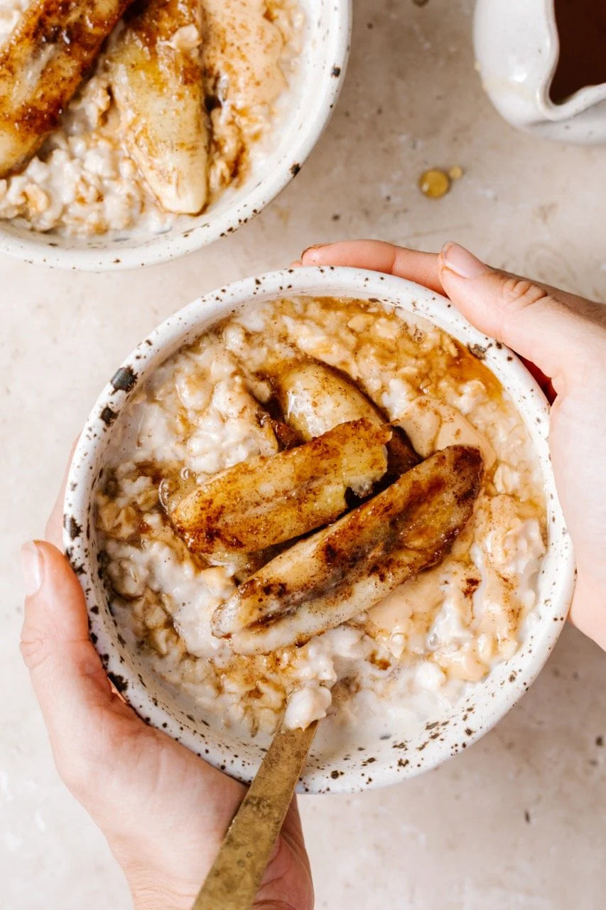 Caramelised banana oats made with Sol Organics ghee
