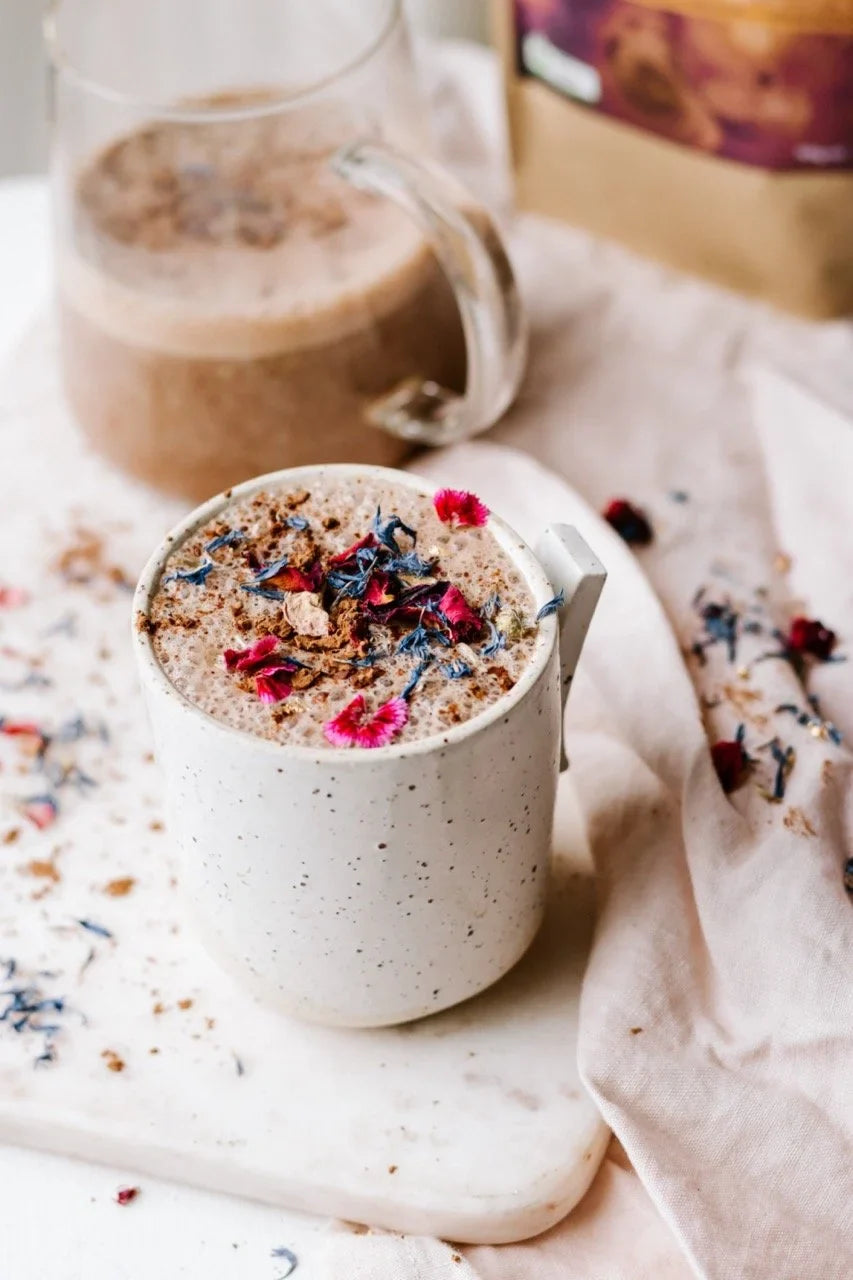 Mushroom magic adaptogen hot chocolate made with Sol Organics mushroom blend