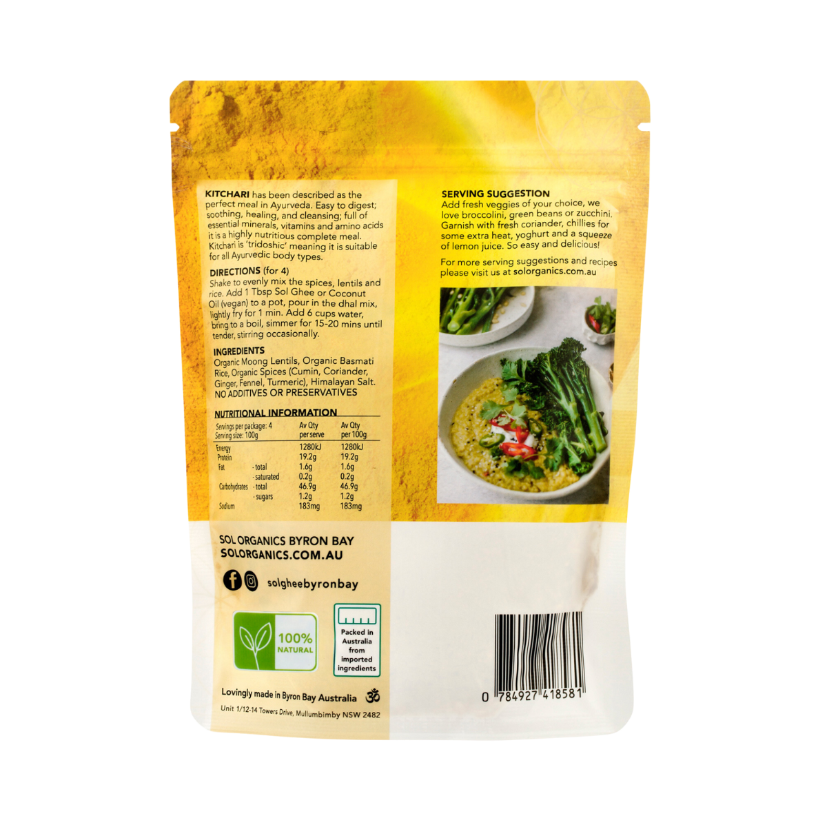 Sol Organics kitchari dhal mix, ingredients close-up